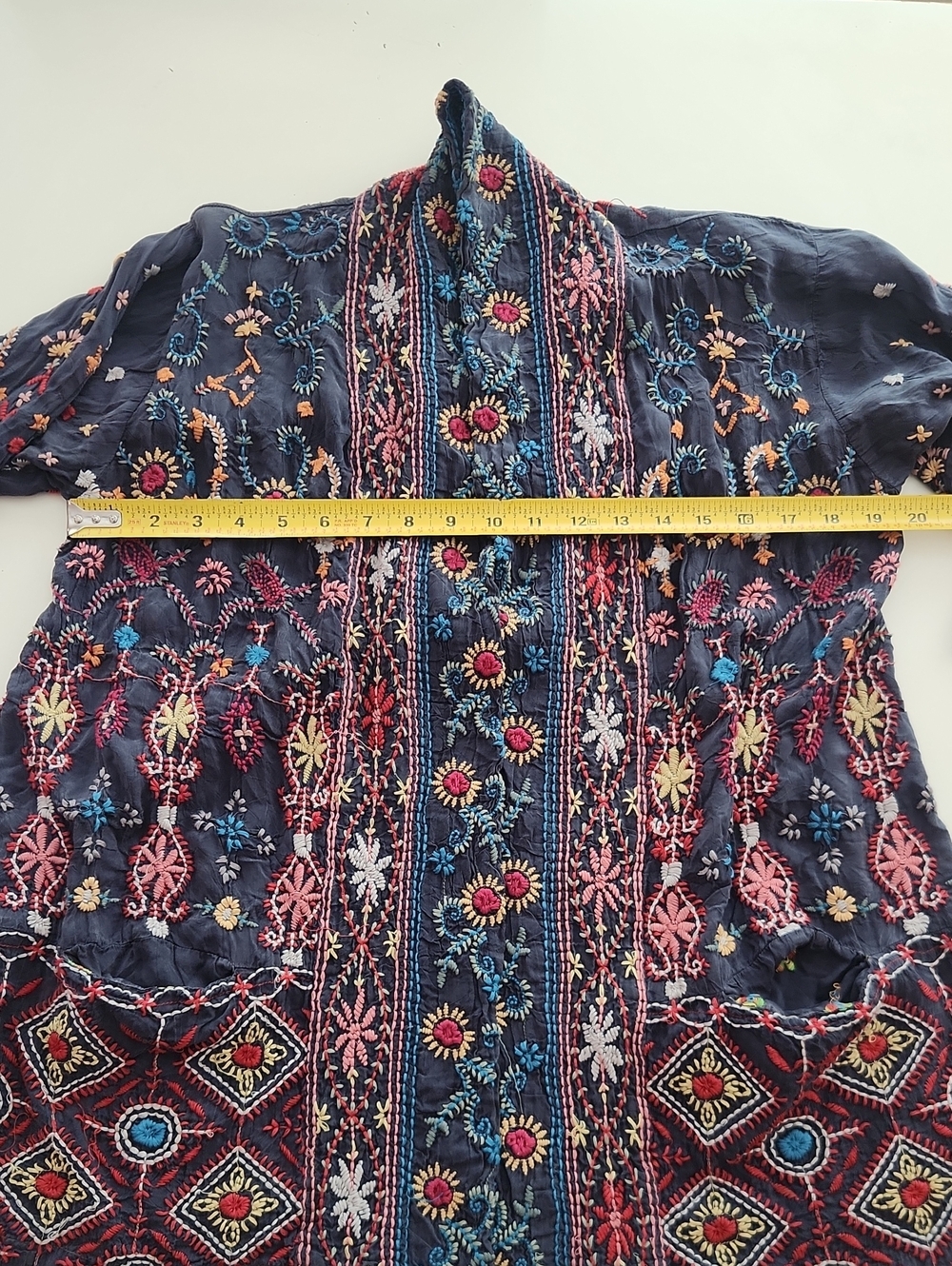 Johnny Was Embordiered Kimono Jacket Navy Blue Small - Picture 9 of 9
